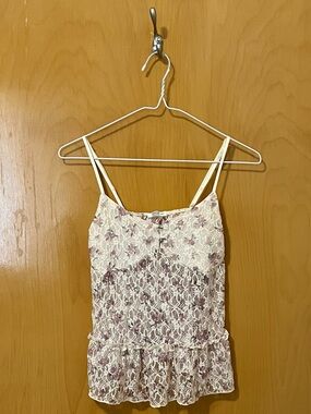 Ardene Floral Lace Ruffle Babydoll Cami Tank Top